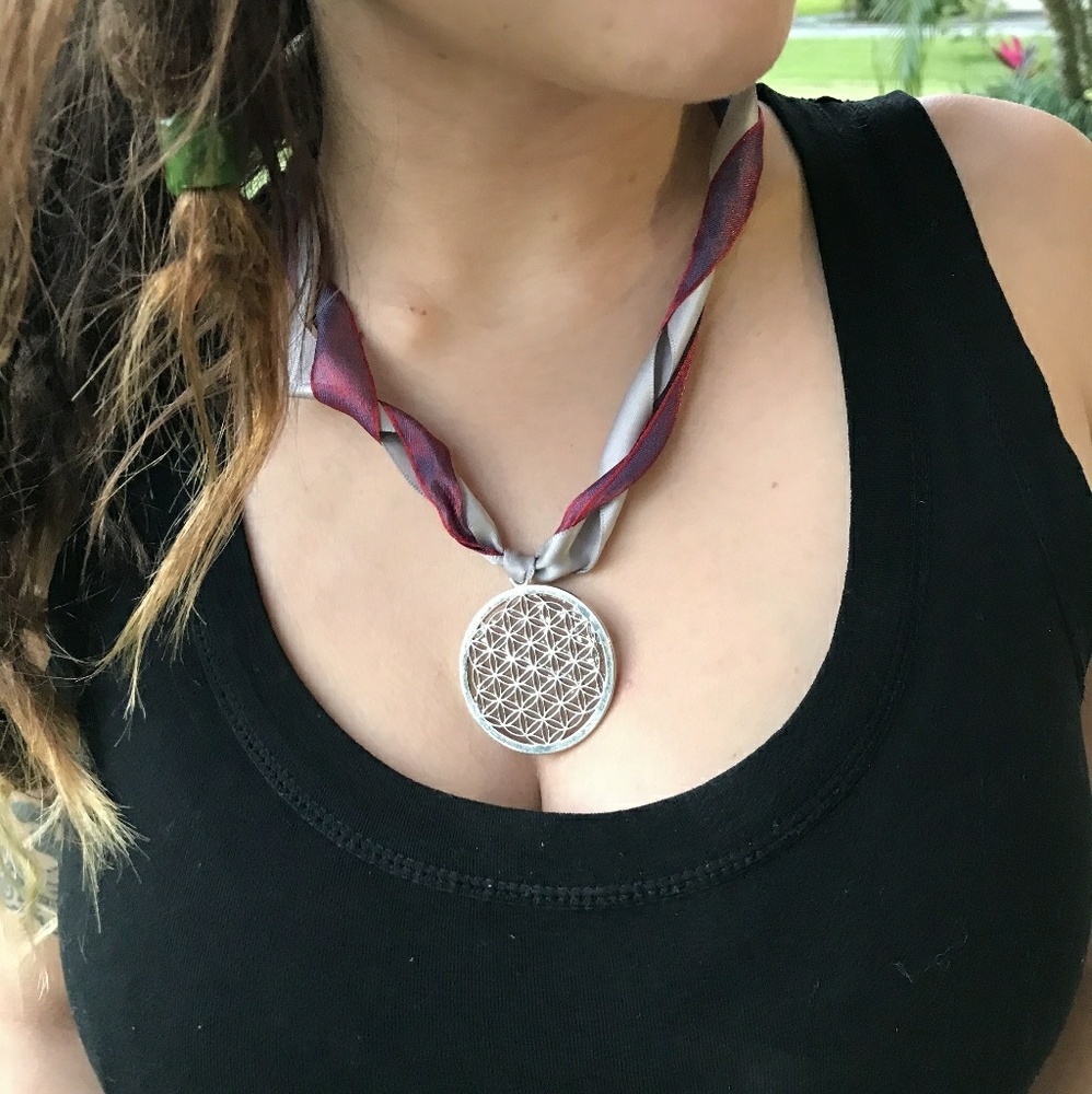 Flower of Life Ribbon Necklace